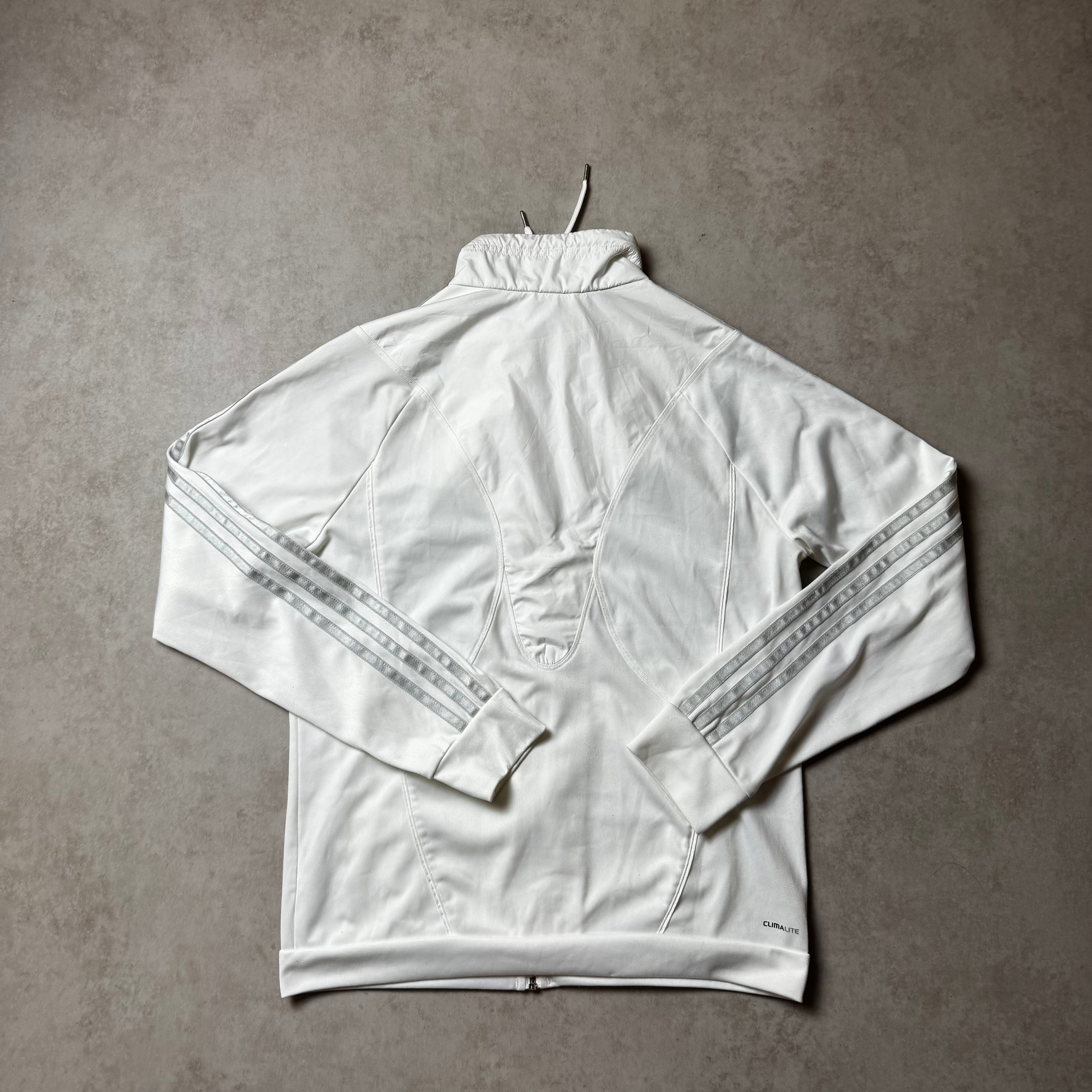 White Adidas Zip Up Hoodie - S