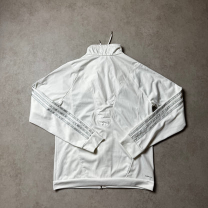 White Adidas Zip Up Hoodie - S
