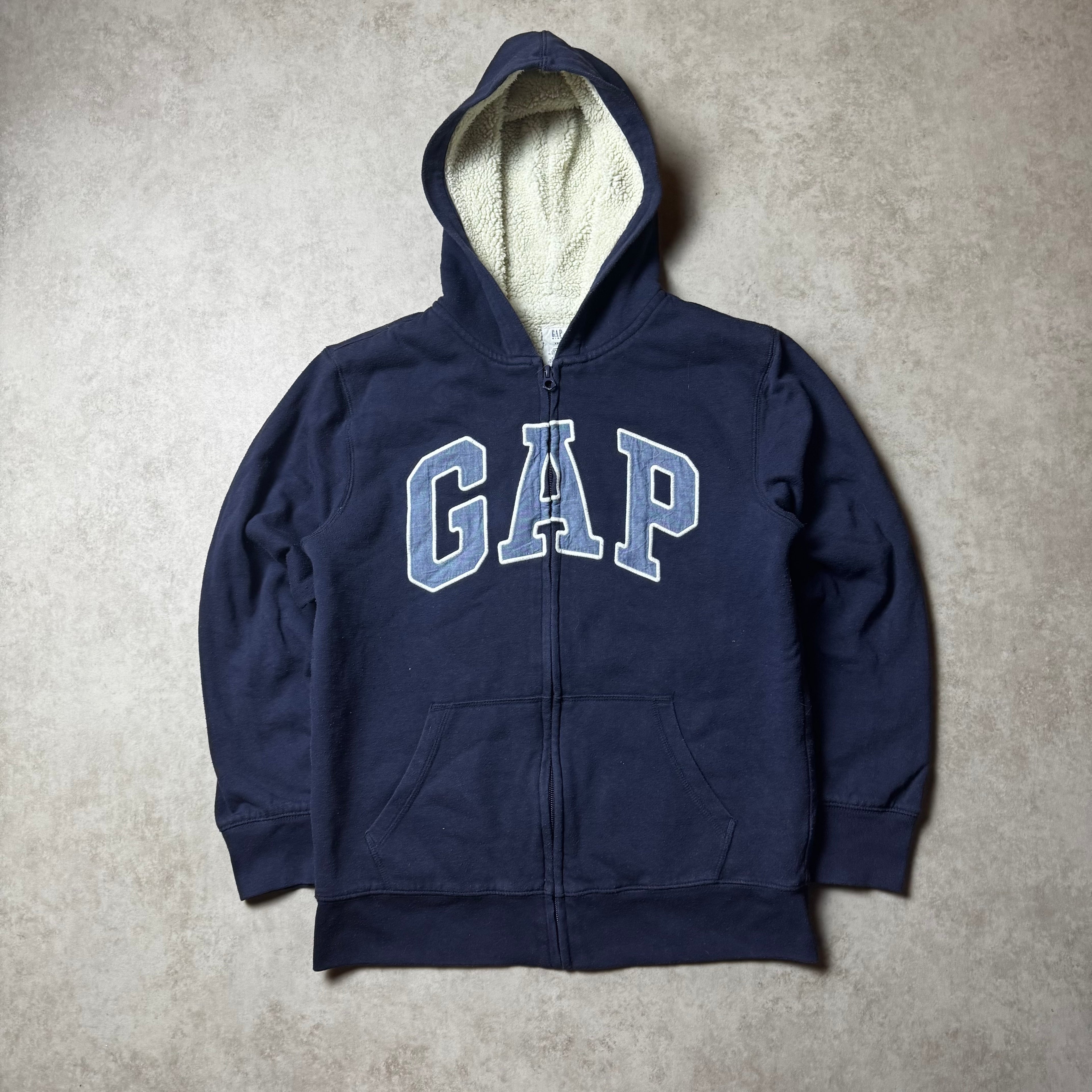 Navy GAP Zip Up Fur Hoodie - XXL (XS)