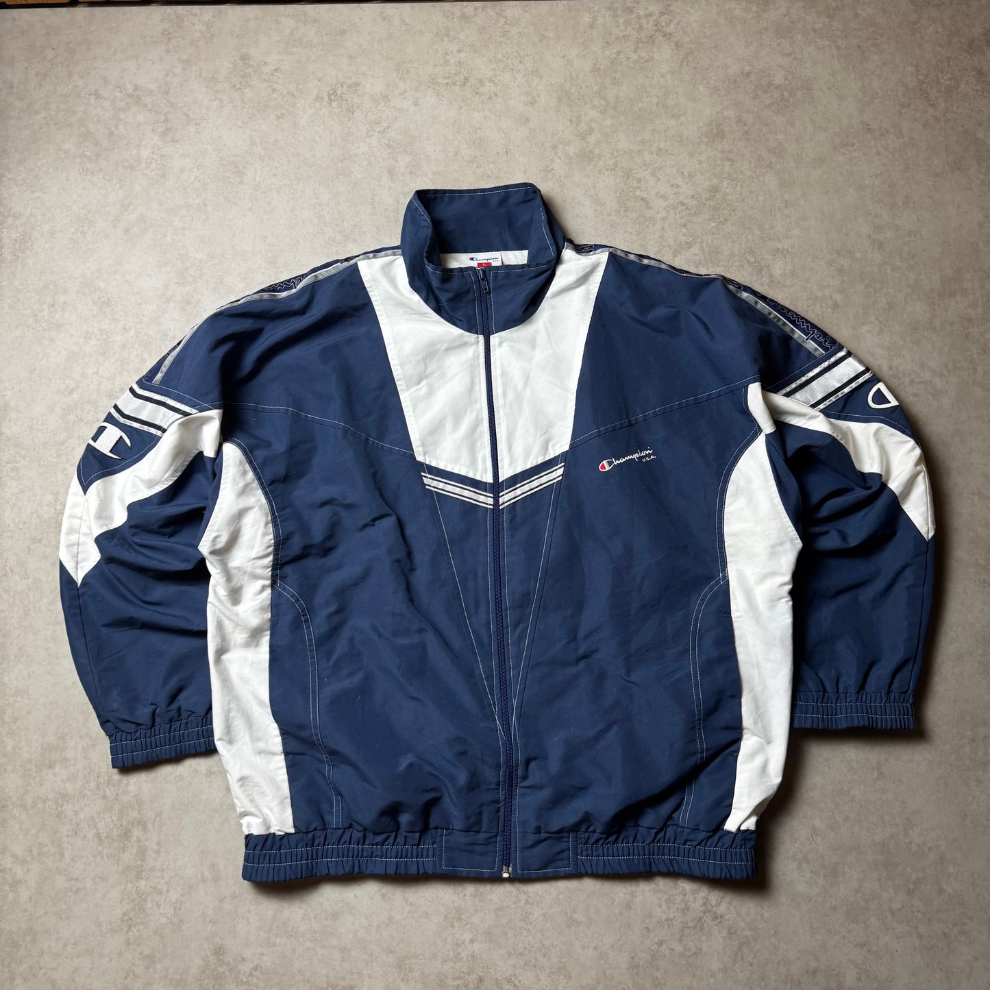 Navy Champion Vintage Cropped Windbreaker - L