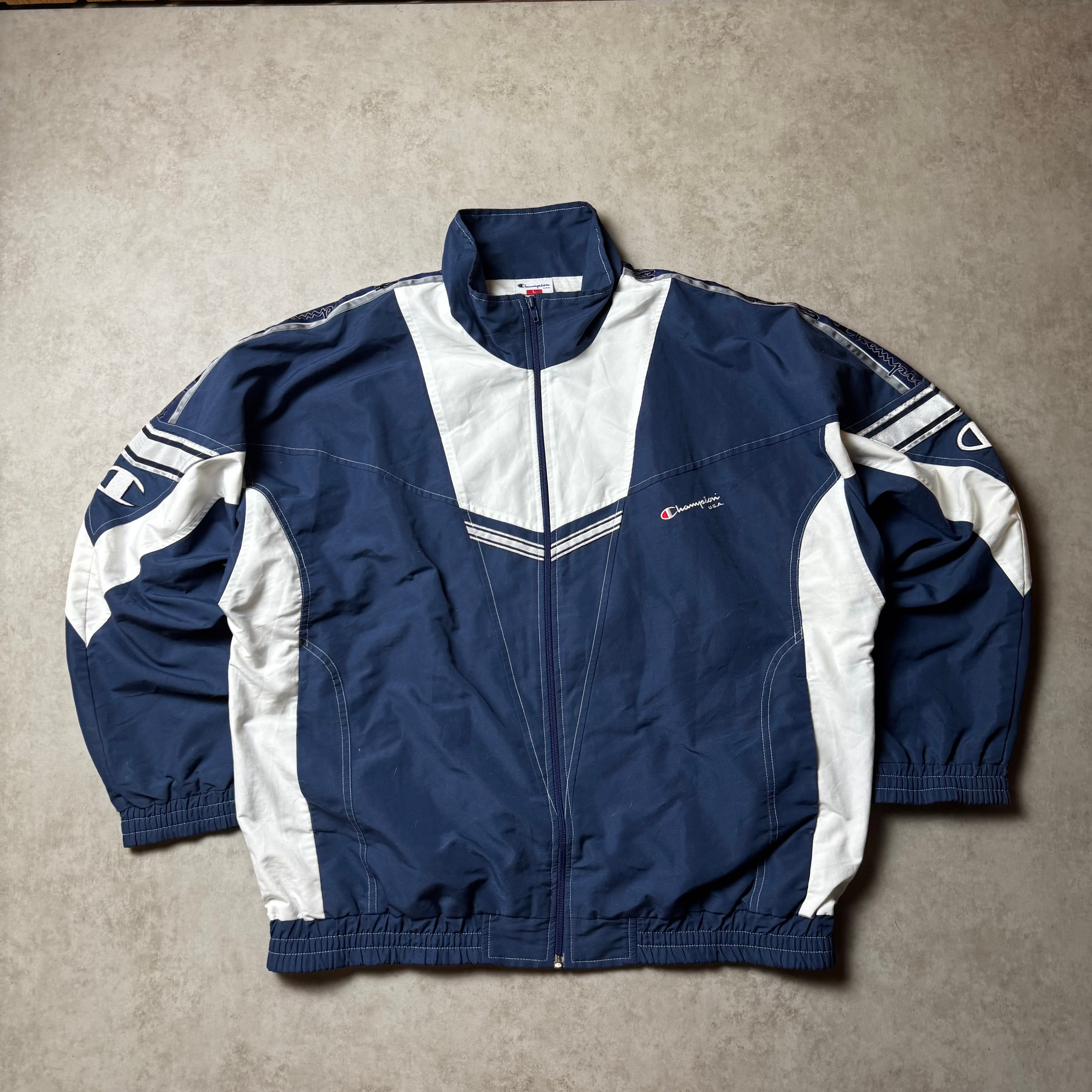 Navy Champion Vintage Cropped Windbreaker - L