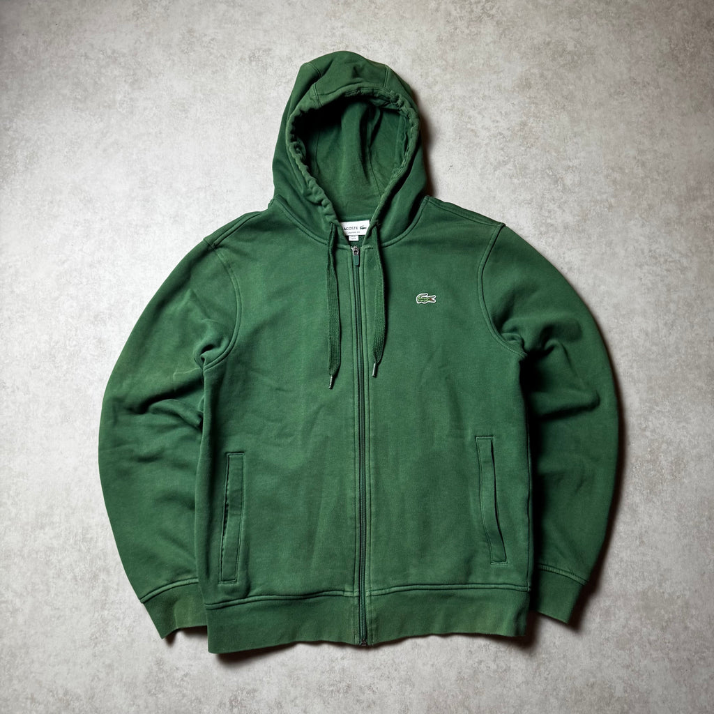 Dark Green Lacoste Zip Up Hoodie - M