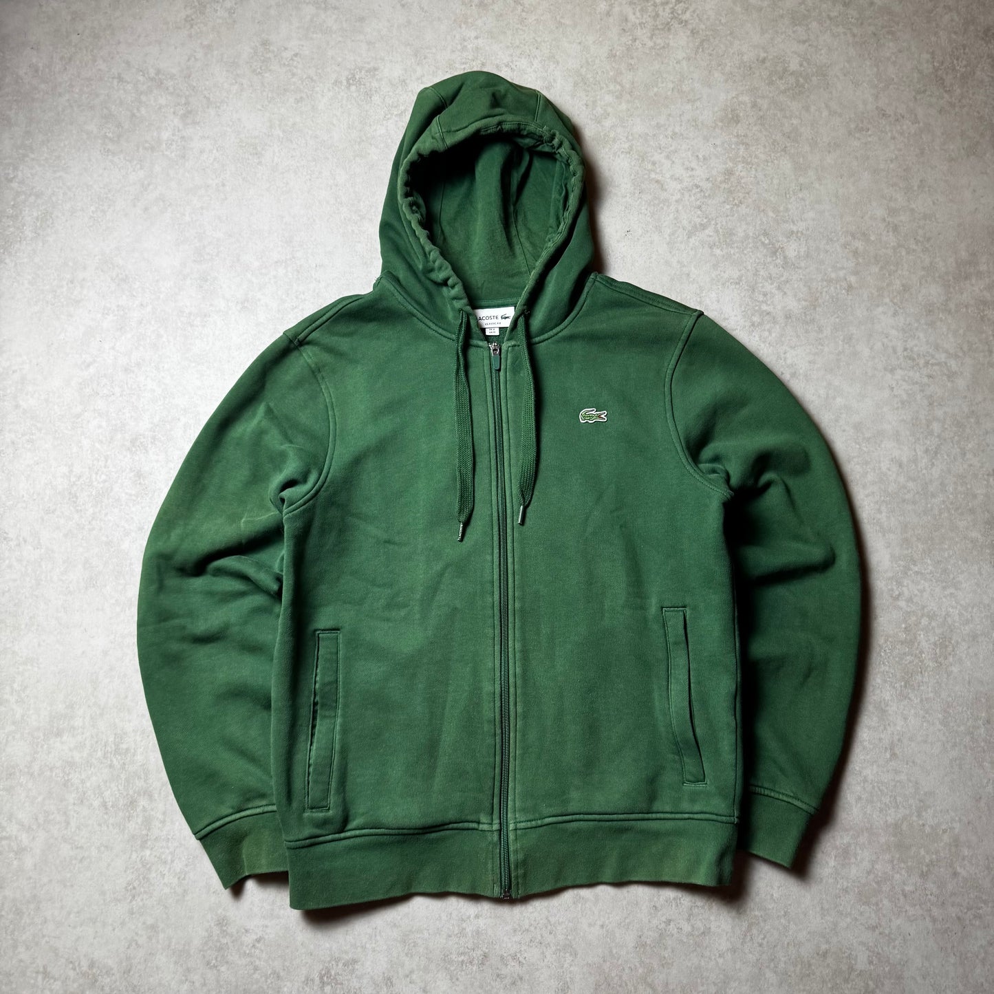 Dark Green Lacoste Zip Up Hoodie - M