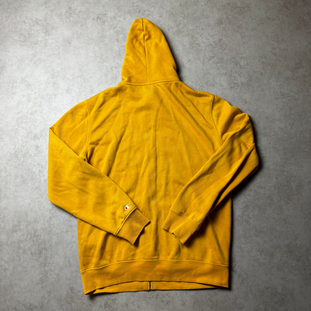 Yellow Champion Zip Up Hoodie - M