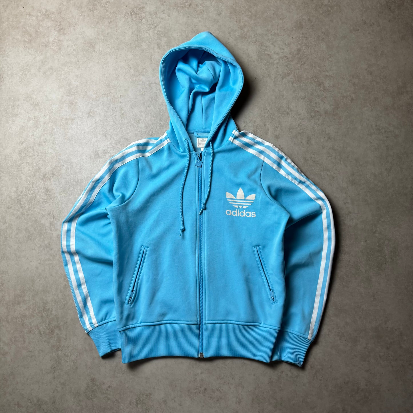 Light Blue Adidas Zip Up Hoodie - L