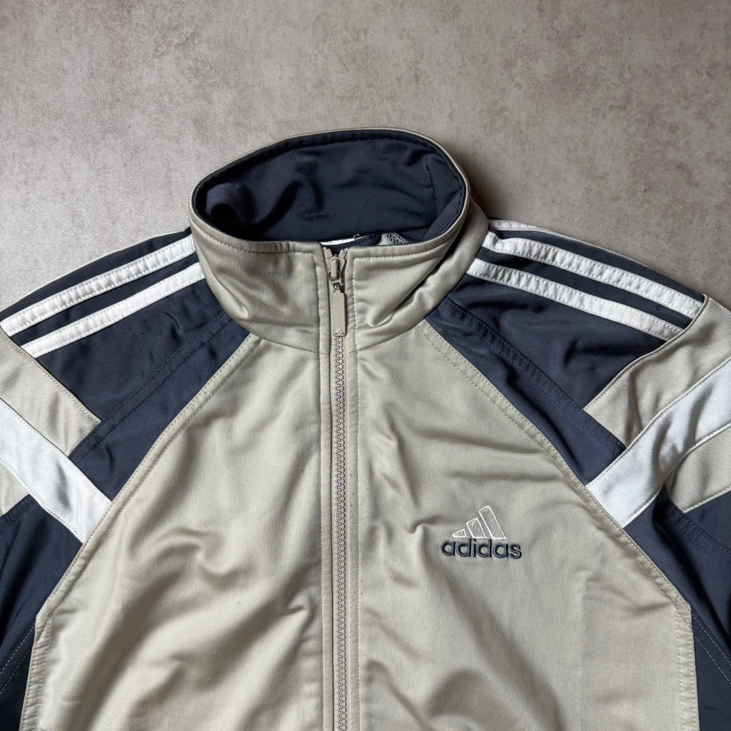Gray Vintage Adidas Zip Up Hoodie - M