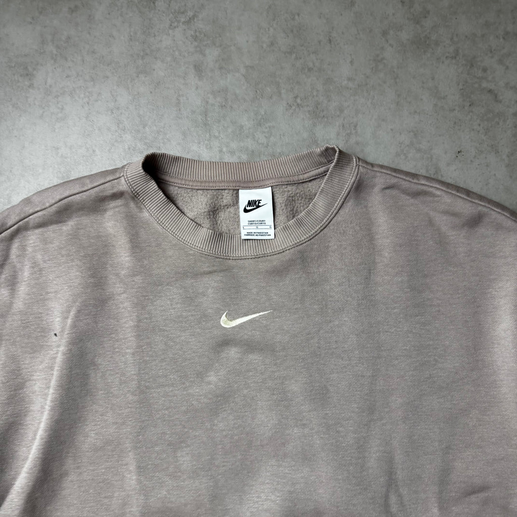 Pink Nike Cropped Oversized Sweatshirt - L