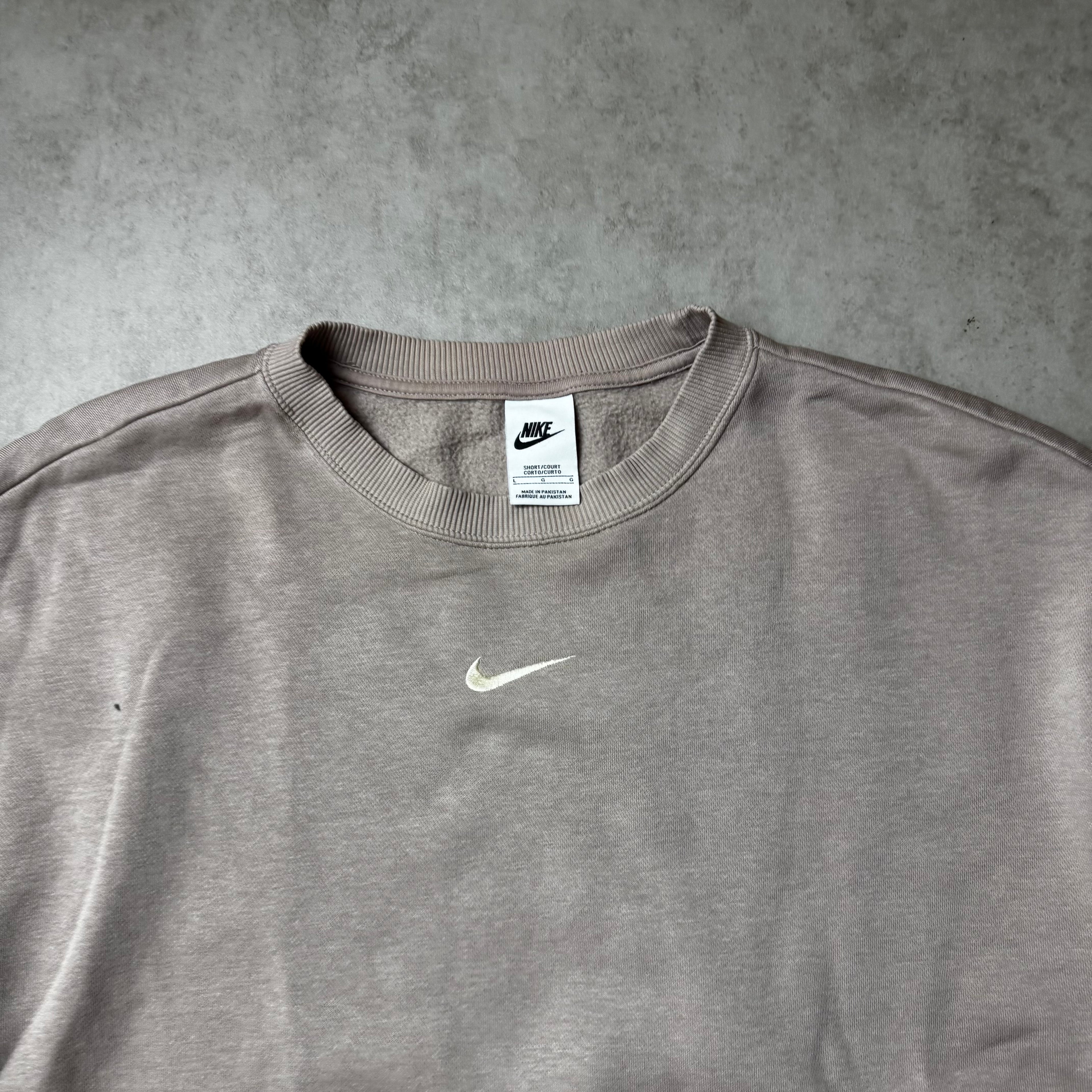 Pink Nike Cropped Oversized Sweatshirt - L