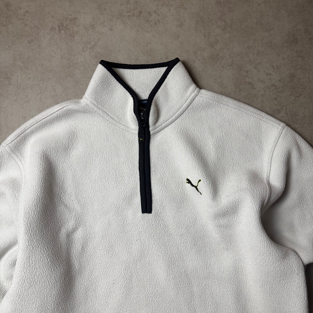 White Vintage Puma Quarter Zip - M