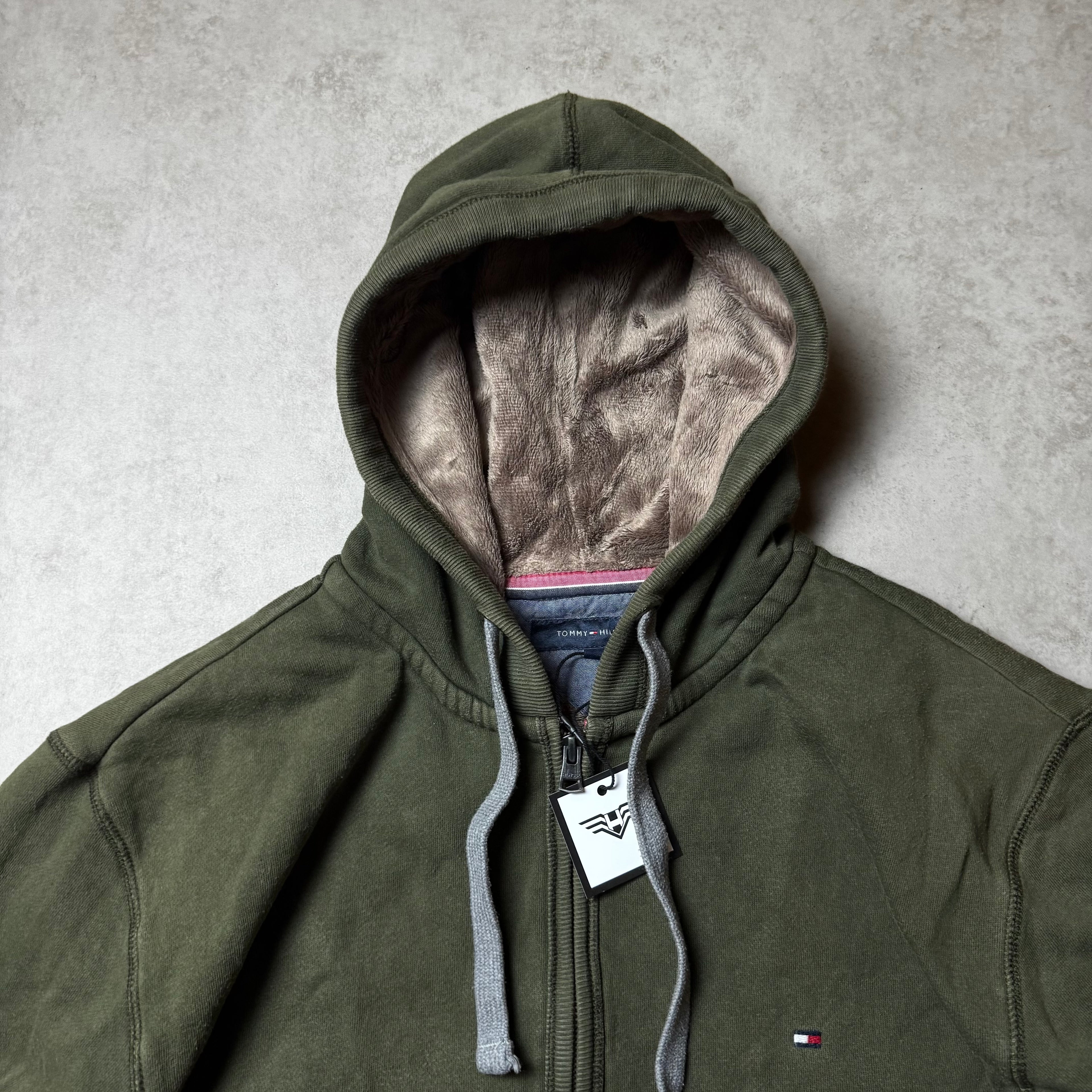 Dark Green Tommy Hilfiger Fur Hoodie - Size XL