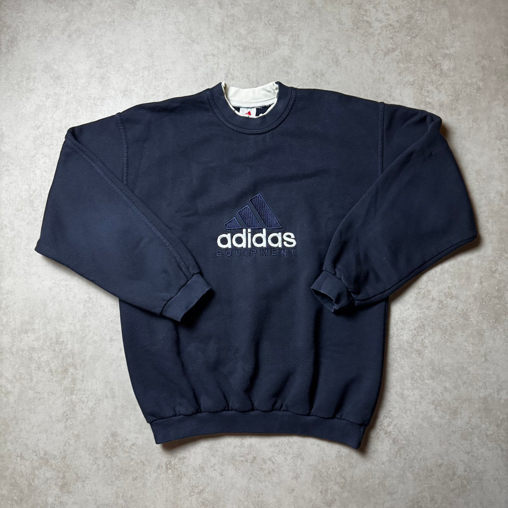 Navy Adidas Vintage Sweatshirt - M