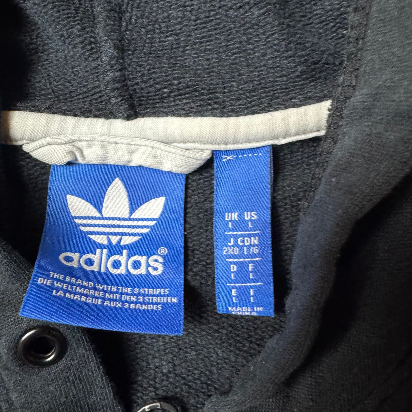 Black Adidas Zip Up Hoodie - L