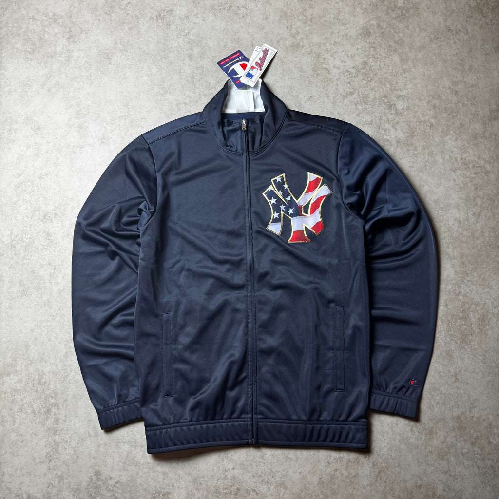 Navy Champion Yankee Zip Up Hoodie - S