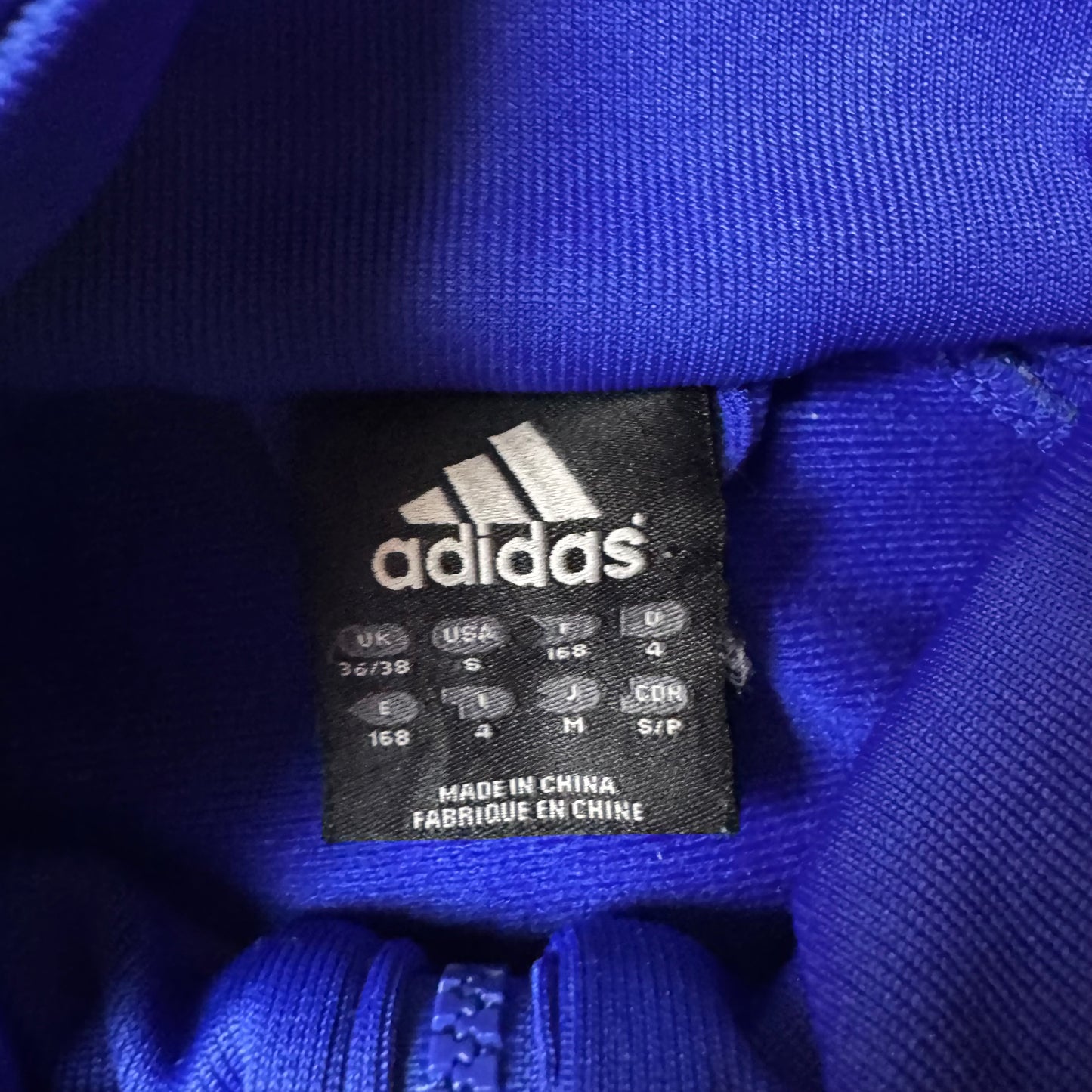 Blue Vintage Zip Up Adidas Hoodie - S