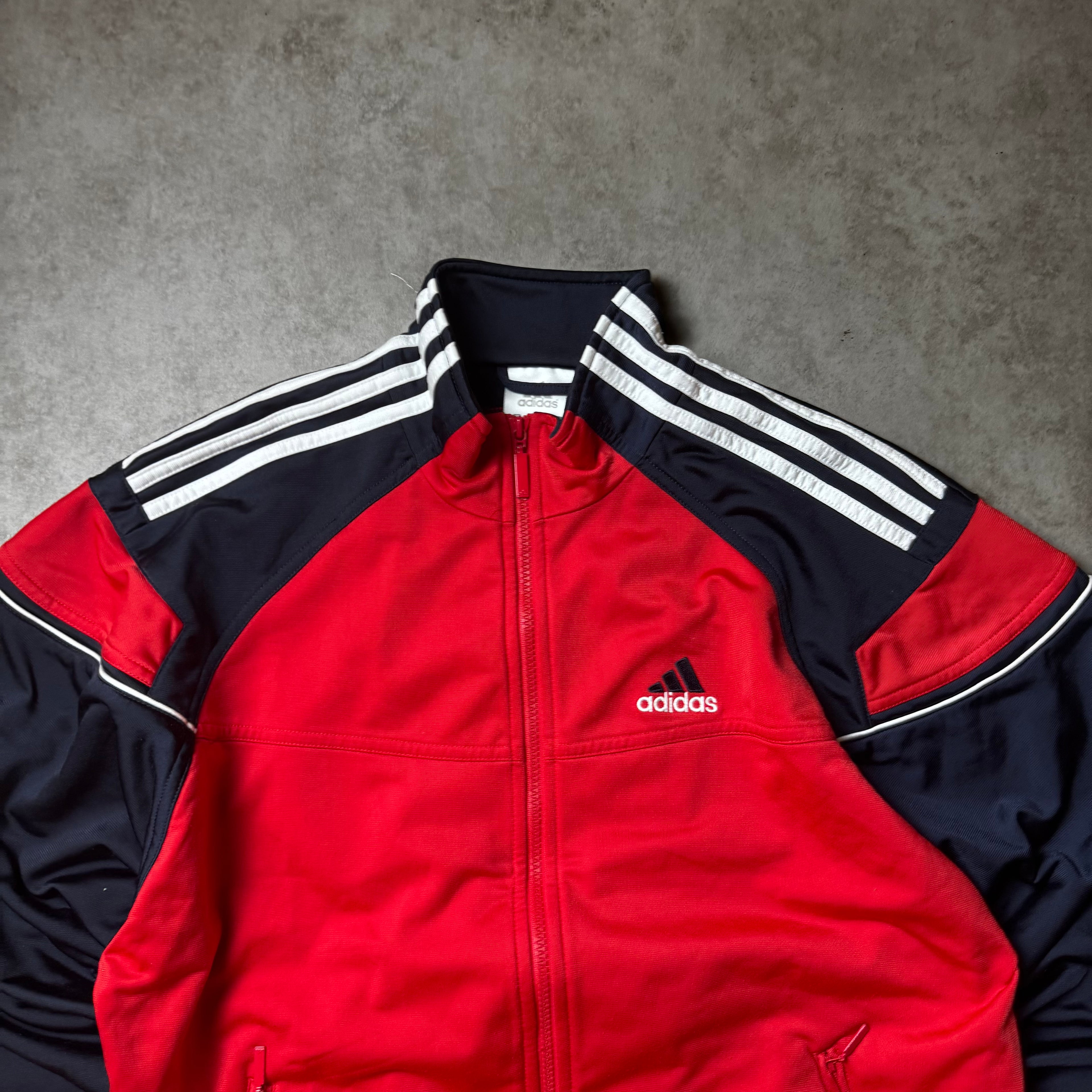 Red Adidas Vintage Zip Up Hoodie - S