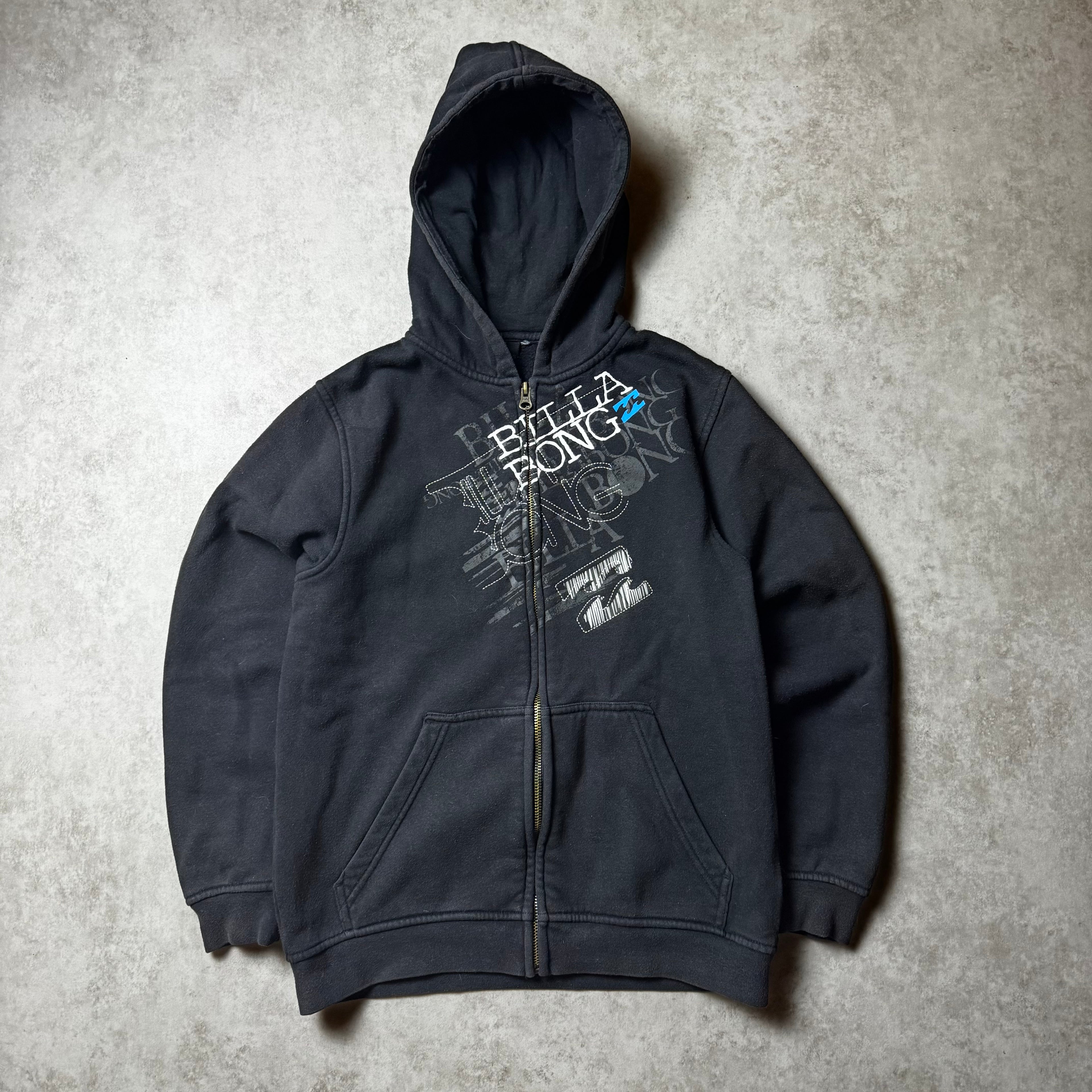 Black Billabong Vintage Zip Up Hoodie - S