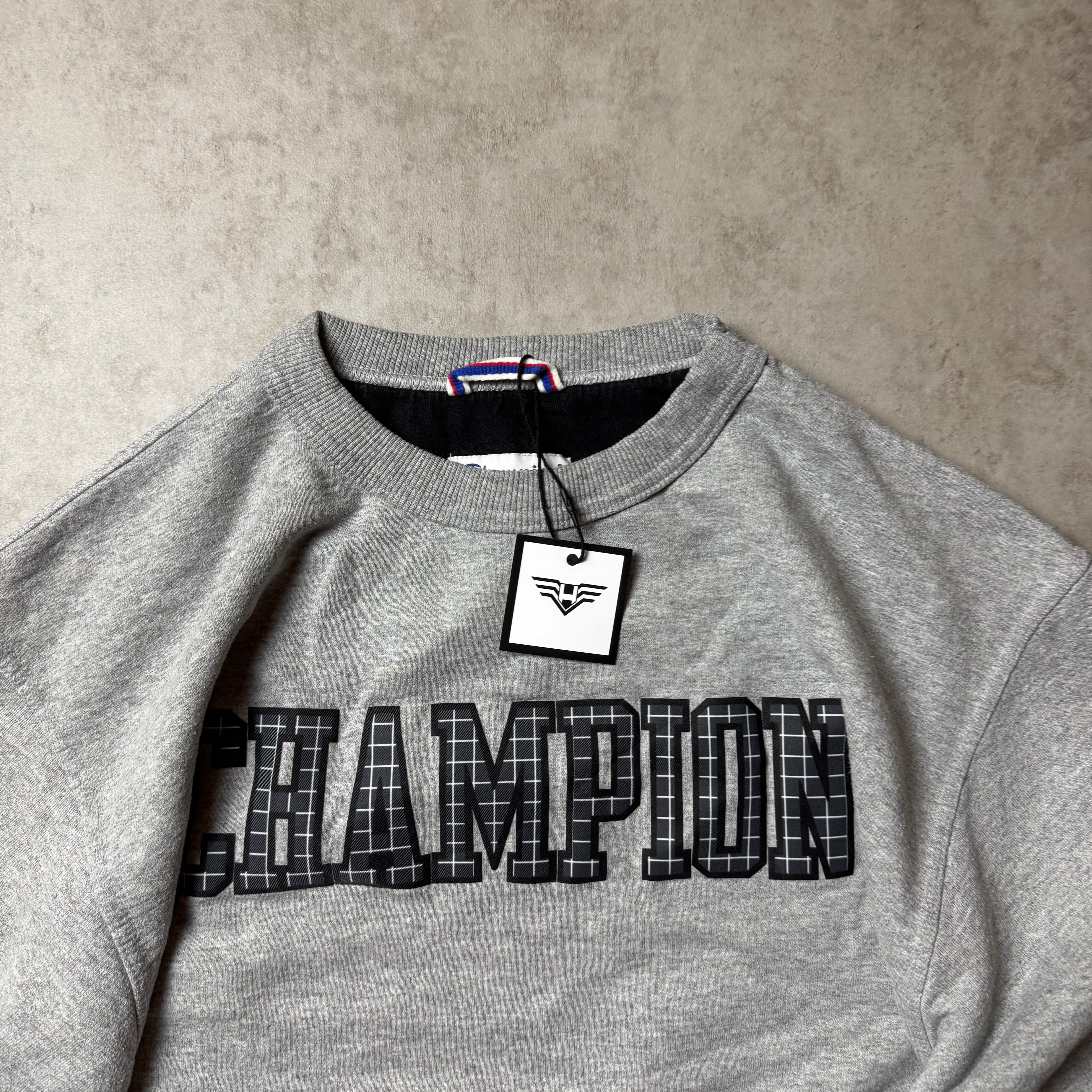 Gray Champion Spellout Sweatshirt - Size M