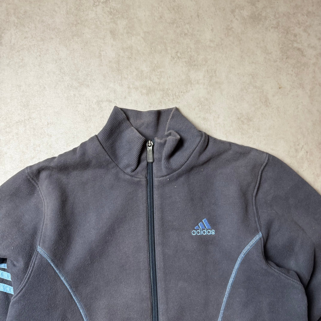 Gray Adidas Vintage Zip Up Hoodie - S