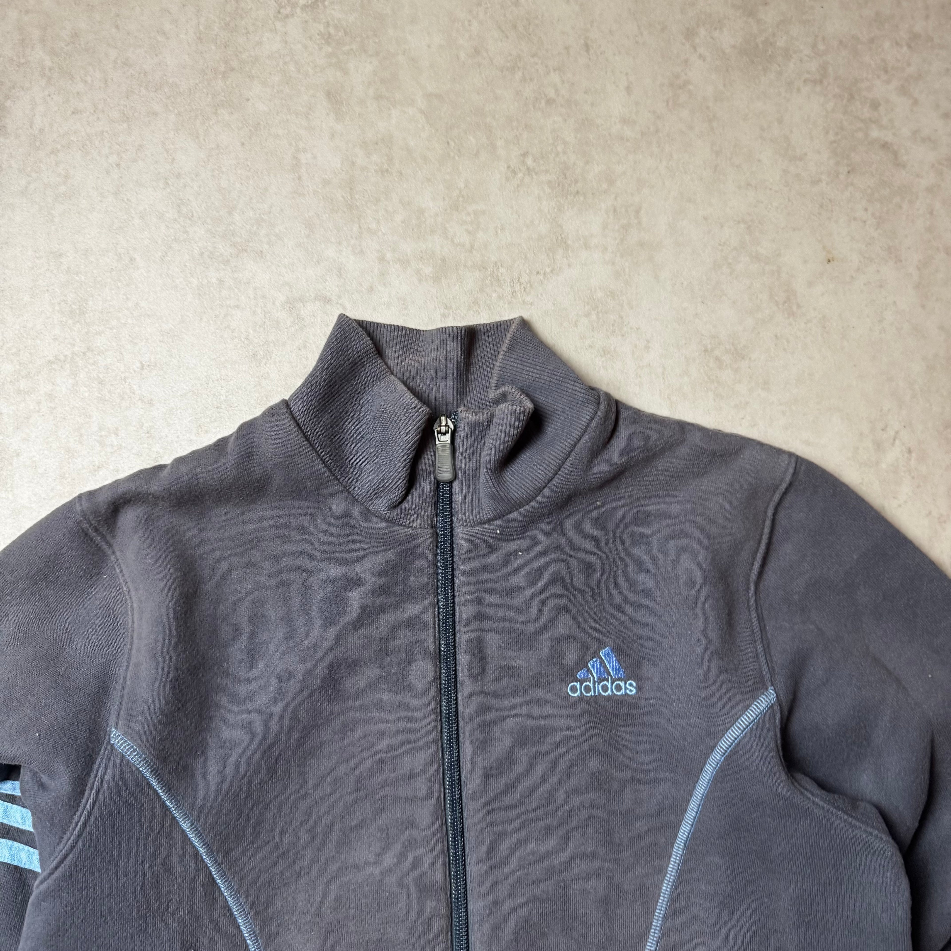 Gray Adidas Vintage Zip Up Hoodie - S