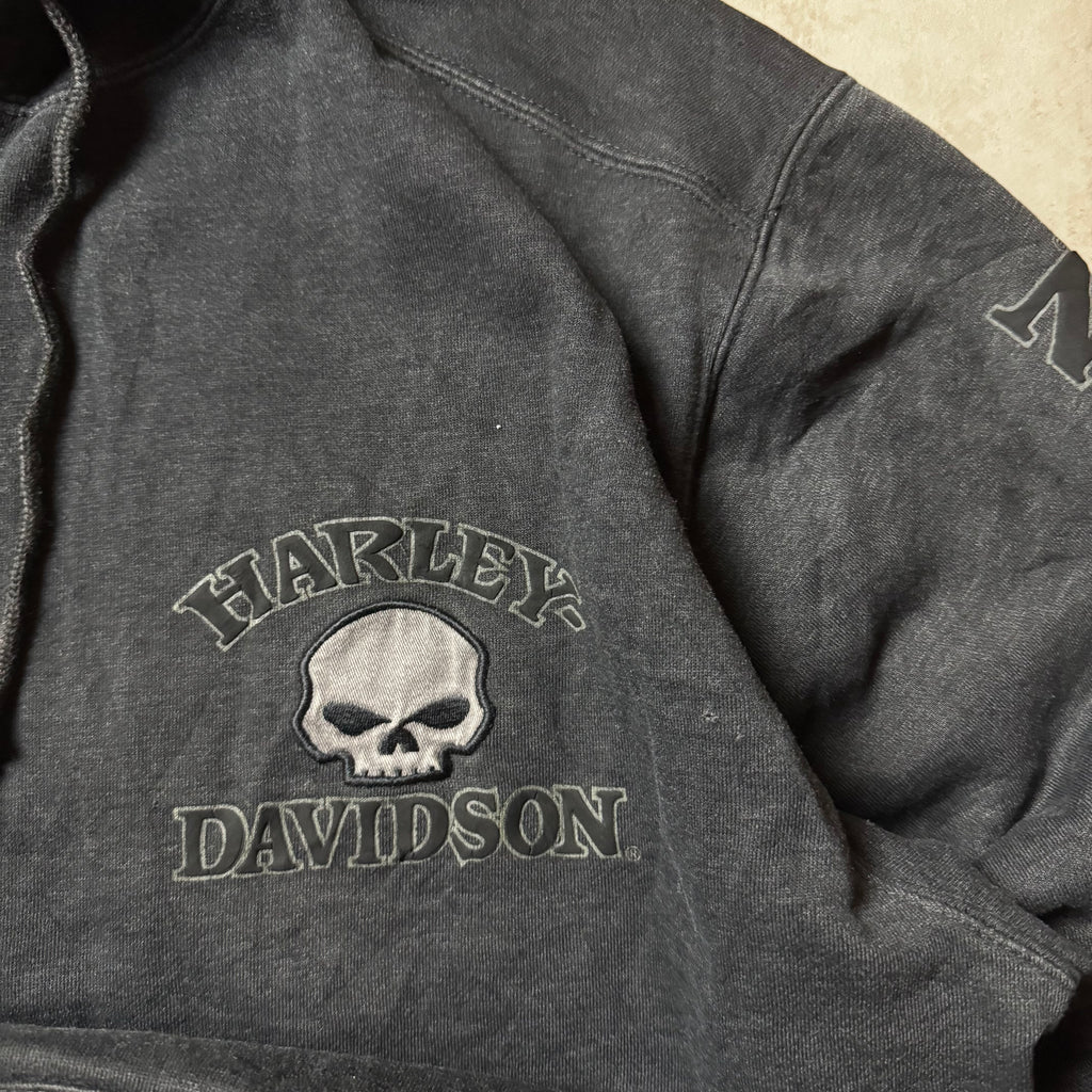 Black Harley Davidson Zip Up Hoodie - Size XL