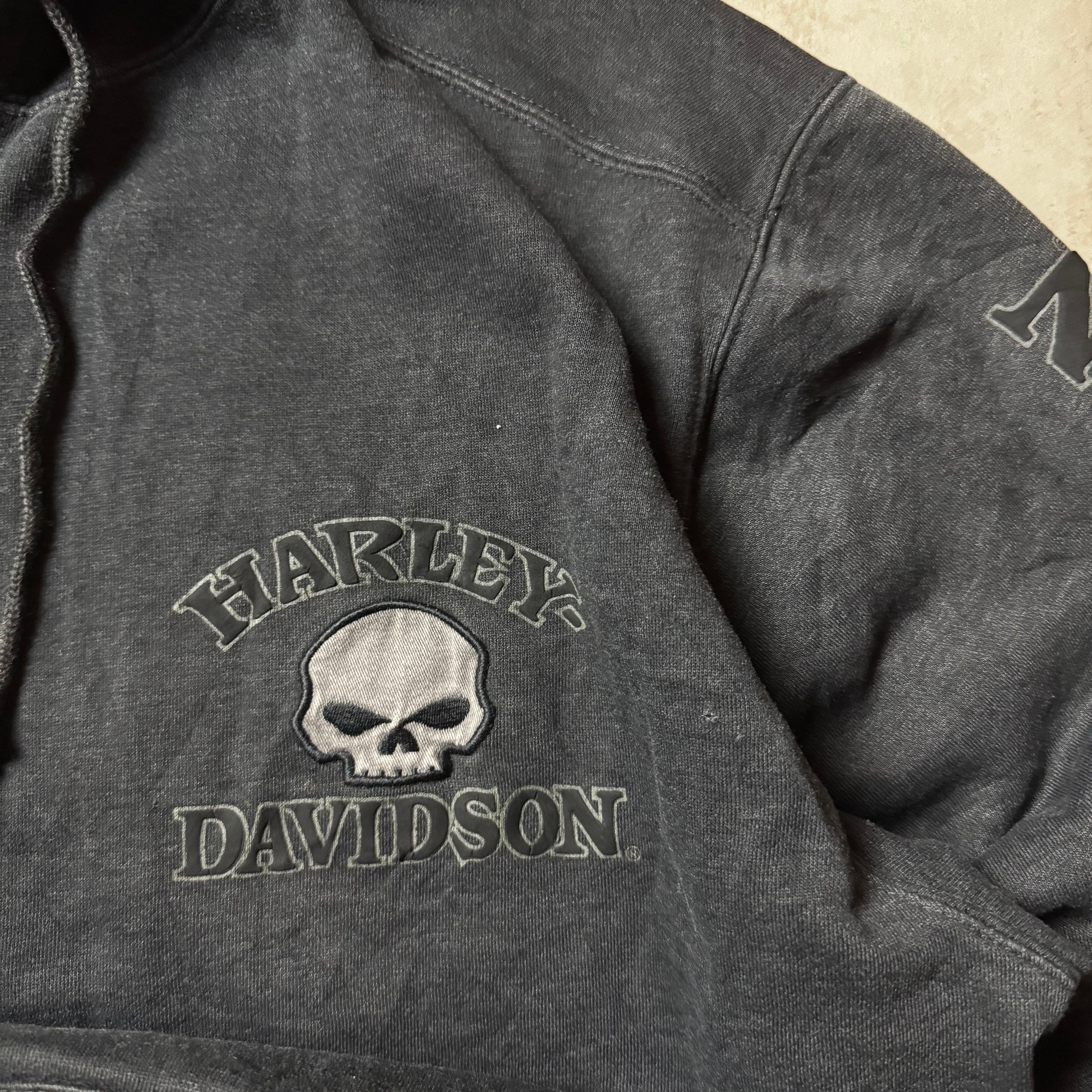 Black Harley Davidson Zip Up Hoodie - Size XL