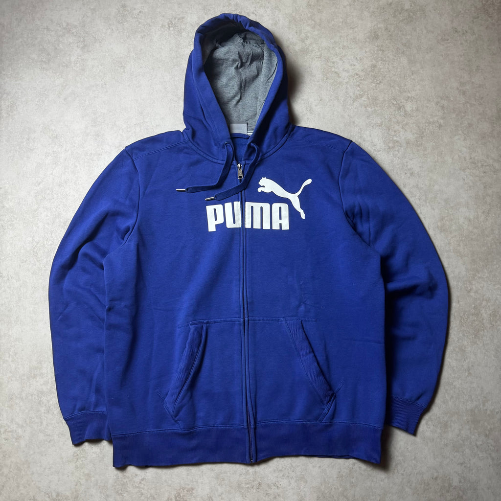Navy Vintage Puma Zip Up Hoodie - L