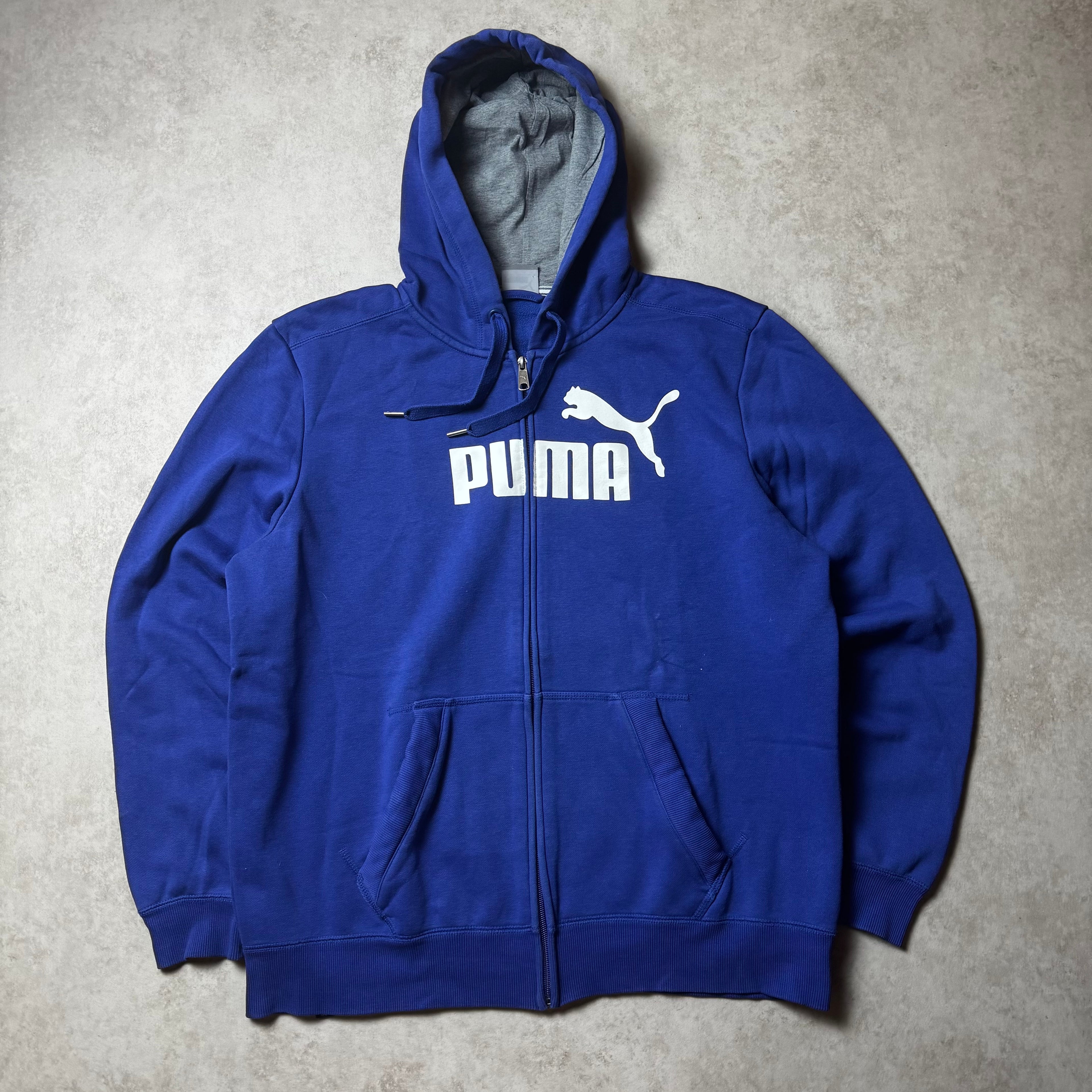 Navy Vintage Puma Zip Up Hoodie - L
