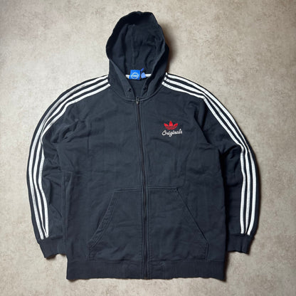 Black Adidas Zip Up Hoodie - L
