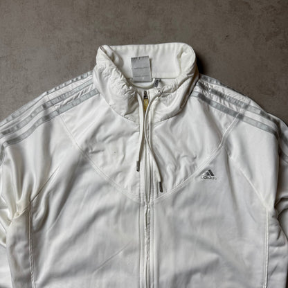 White Adidas Zip Up Hoodie - S
