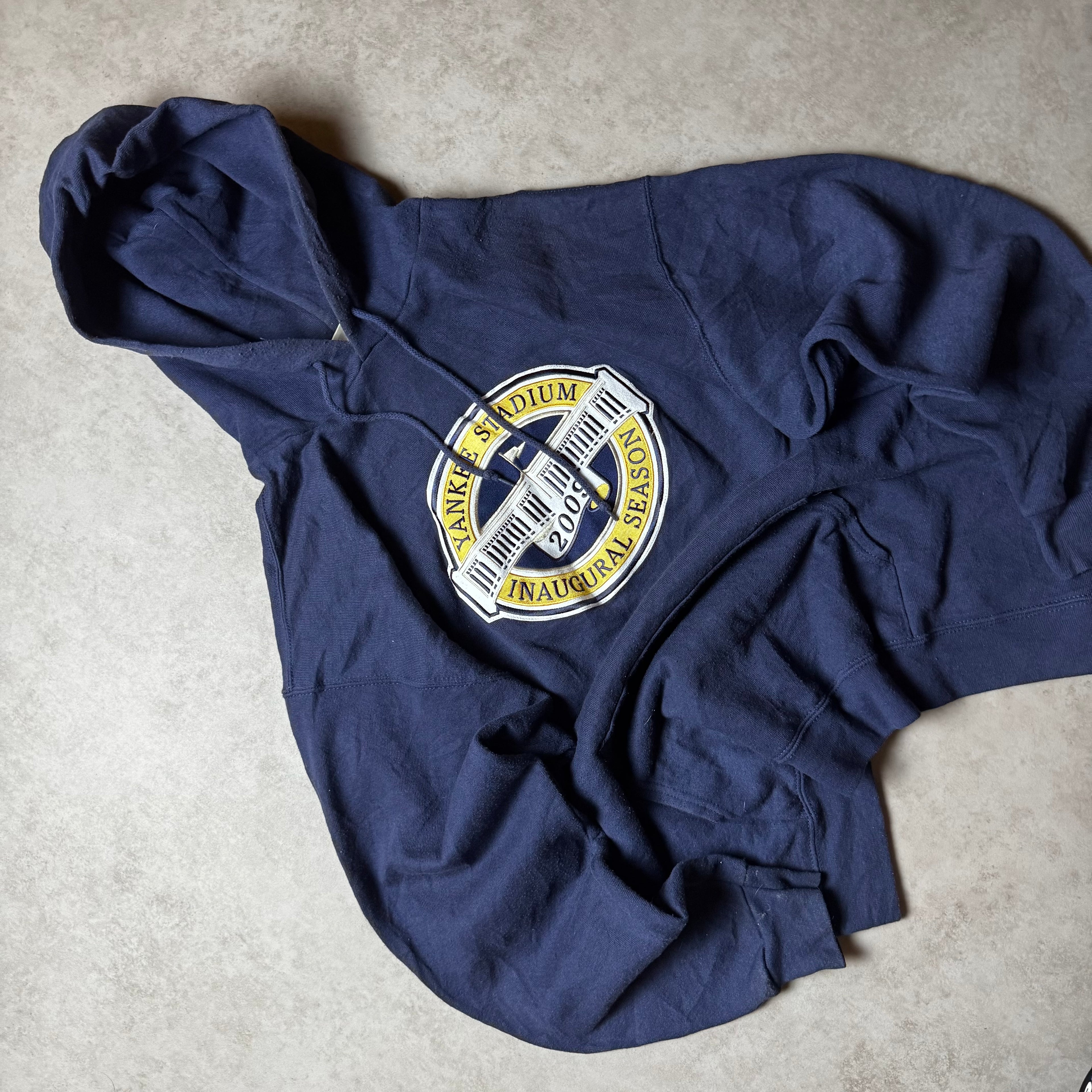 Dark Blue Yankee Stadium Graphic Hoodie - Size L