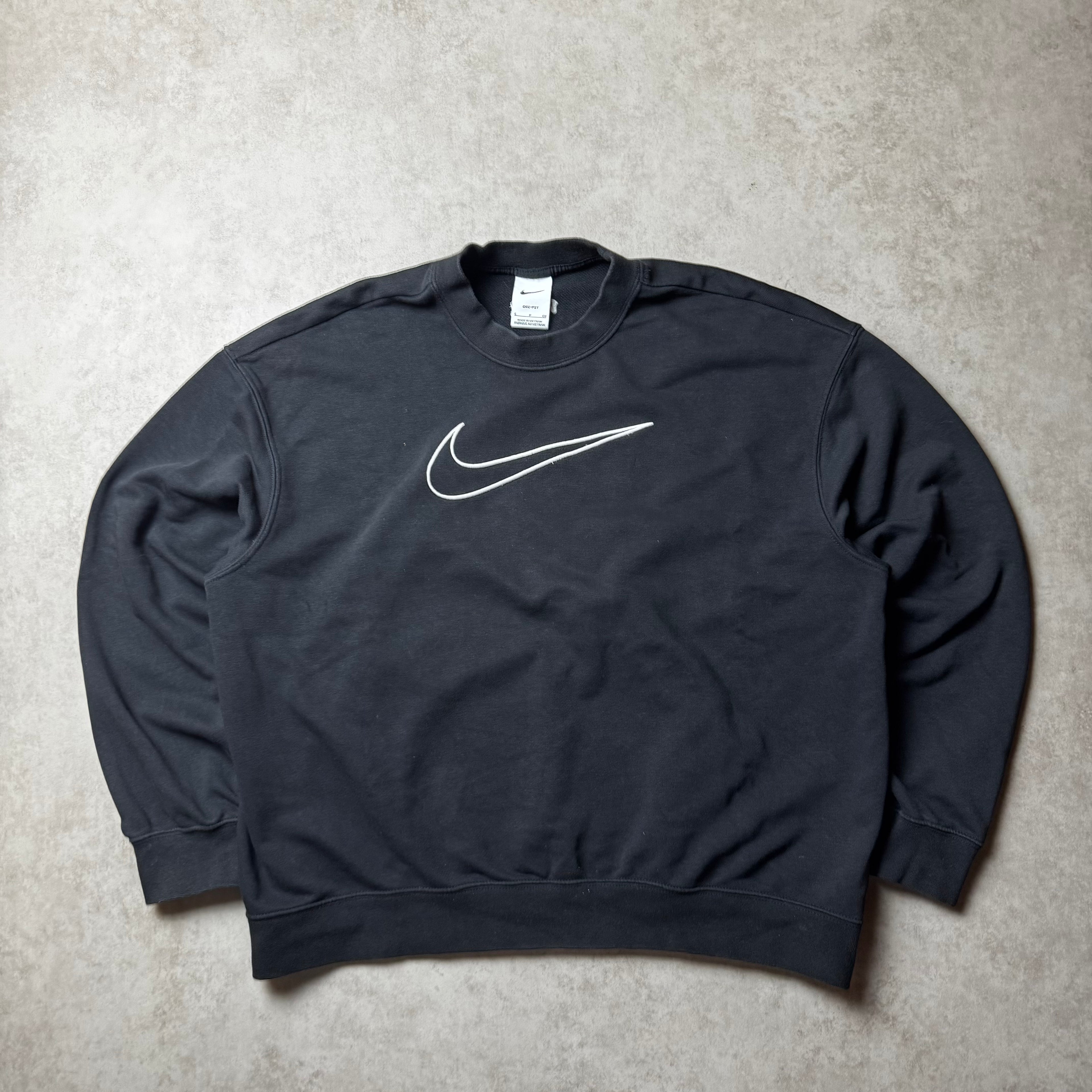 Black Cropped Nike Sweatshirt - S