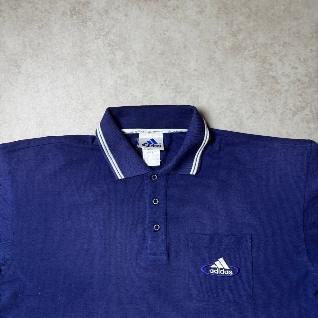 Navy Adidas Vintage Polo - L (XL)
