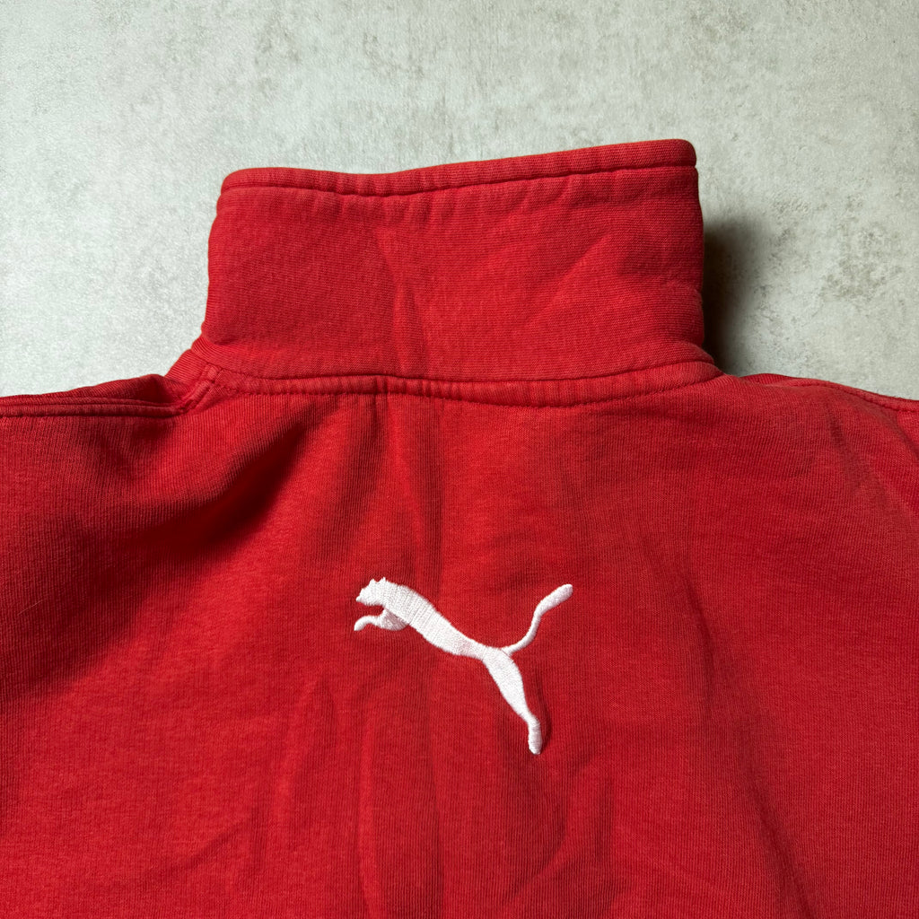 Red Cropped Puma Vintage Zip Up Hoodie  - XS