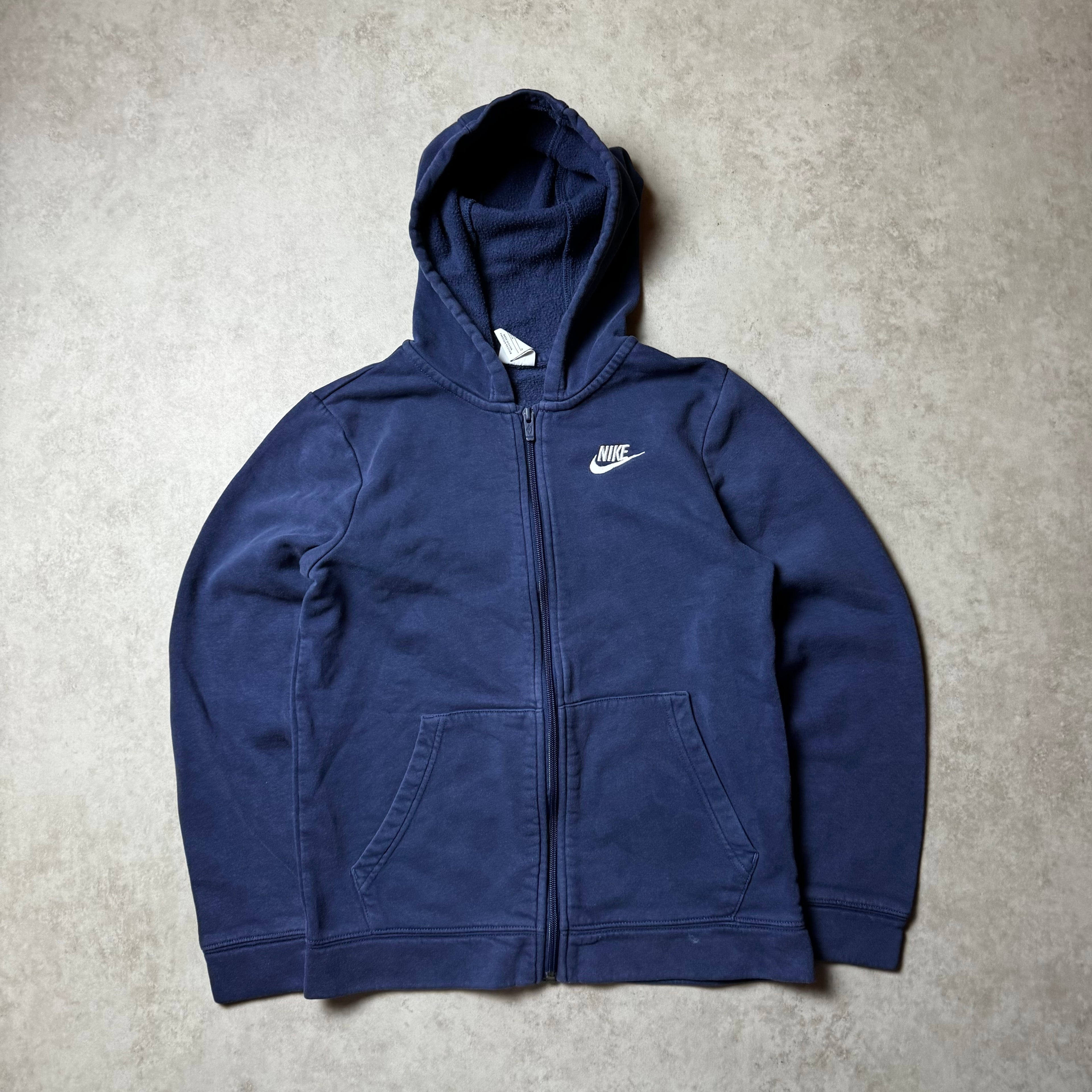 Navy Nike Zip Up Hoodie - L (XS)