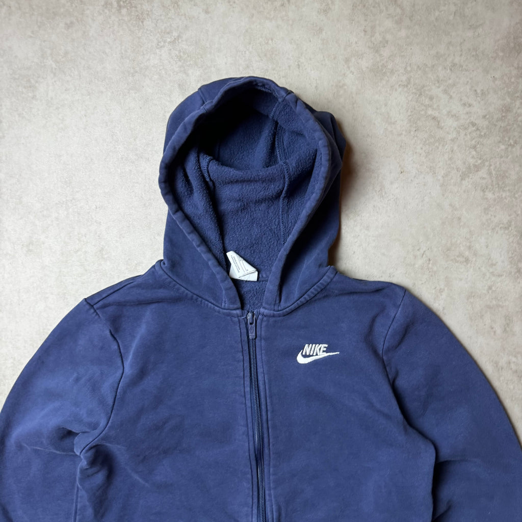 Navy Nike Zip Up Hoodie - L (XS)