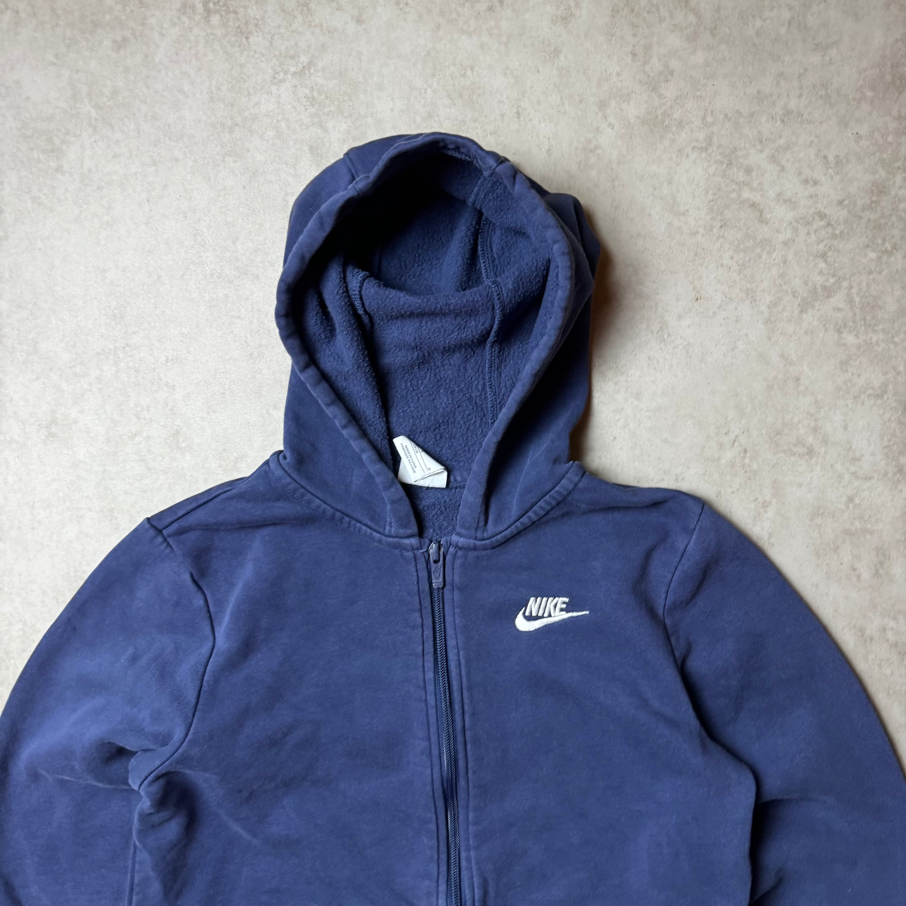 Navy Nike Zip Up Hoodie - L (XS)