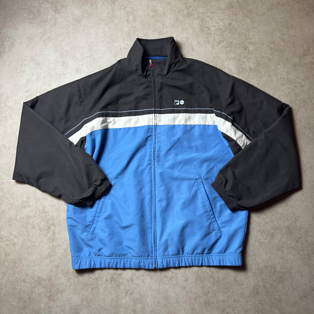 Black and Blue FILA Vintage Windbreaker - L