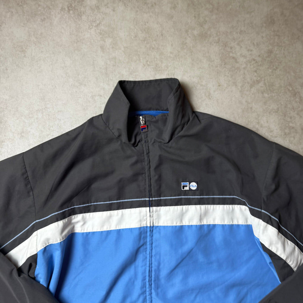 Black and Blue FILA Vintage Windbreaker - L