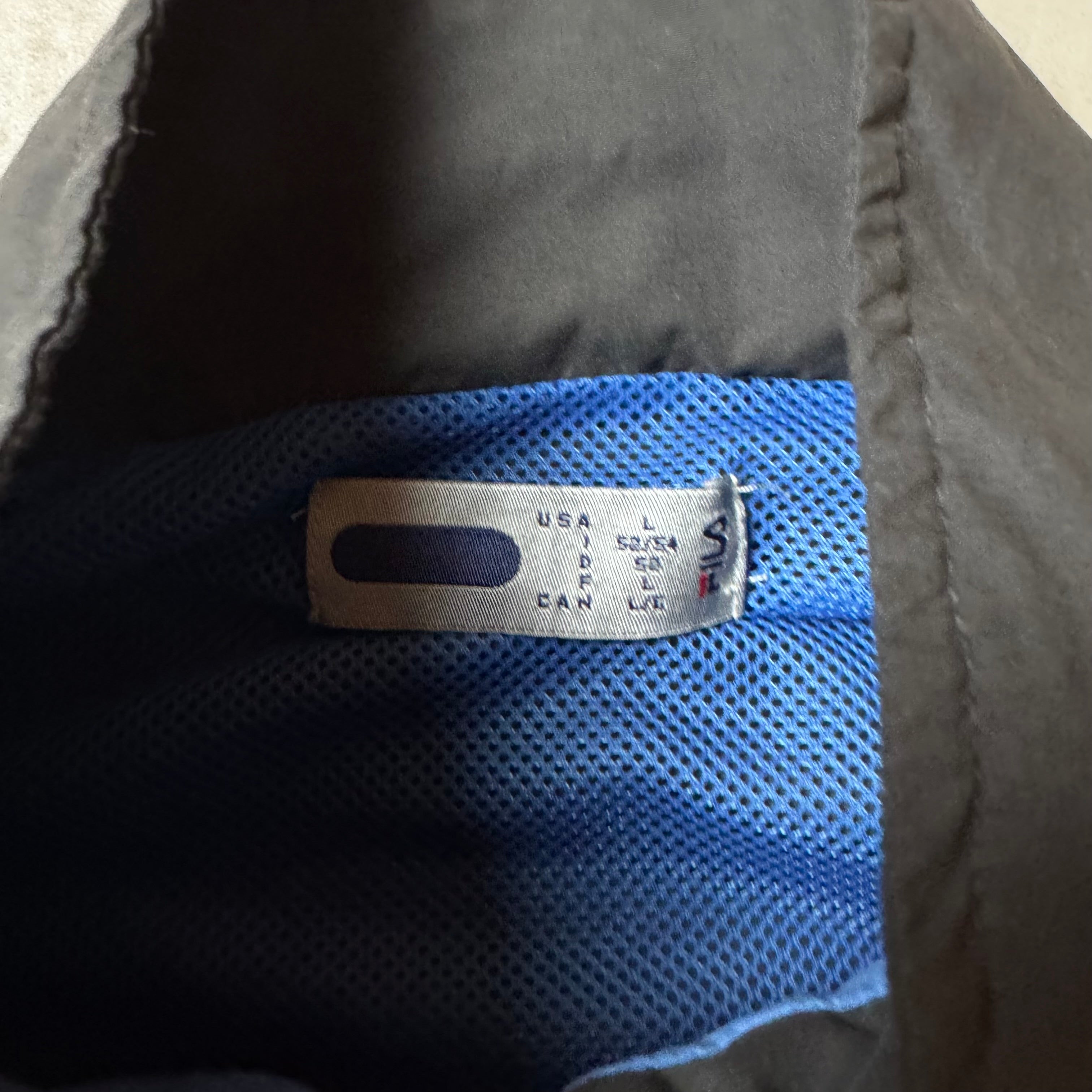 Black and Blue FILA Vintage Windbreaker - L